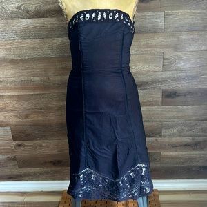 Vintage White House Black Market Corsette linen flared dress